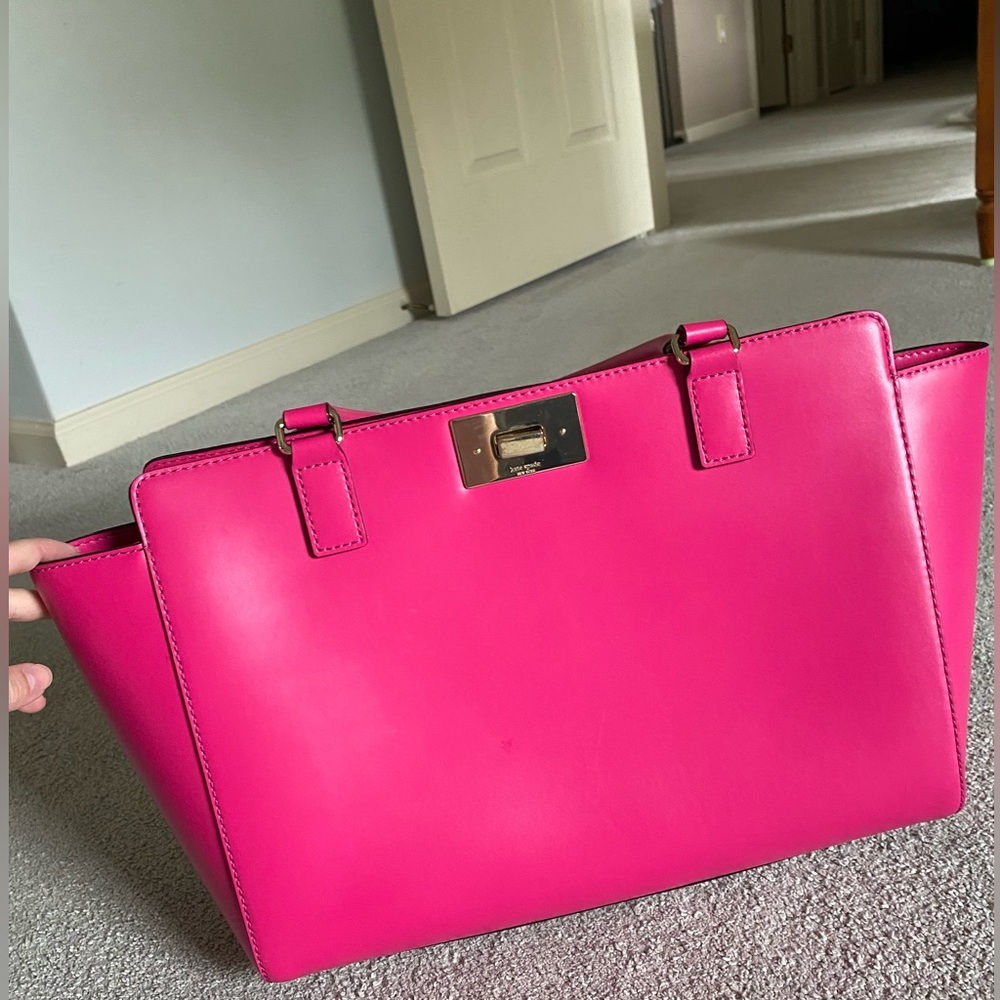 Kate Spade hot pink turn and lock tote shoulder purse